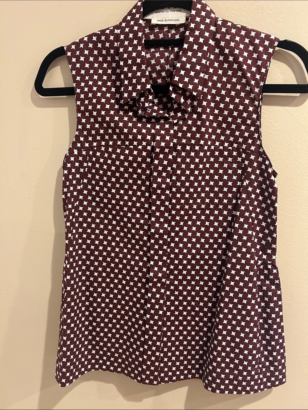 Marni Brown  and White Sleeveless Blouse Sz XS